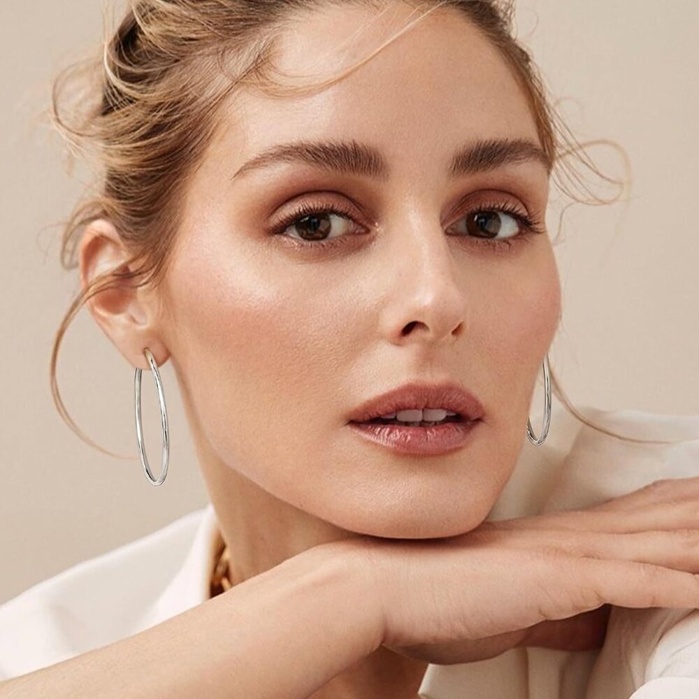 Stainless Steel Clip On Hoop Earrings Multiple Sizes Non-Pierced Women - Picture 2 of 7